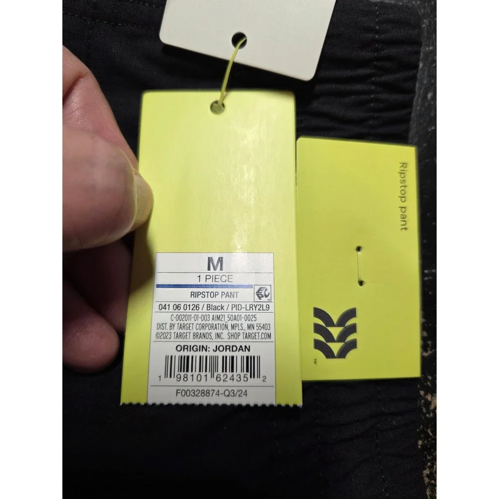 All in Motion‎ Mens Ripstop Pants Black Medium Moisture Wicking UPF 50+ Stretch